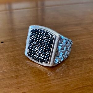 MGW Men's Sterling Silver Black Sapphire Square (2 ct. t.w.) Ring size 10.5
